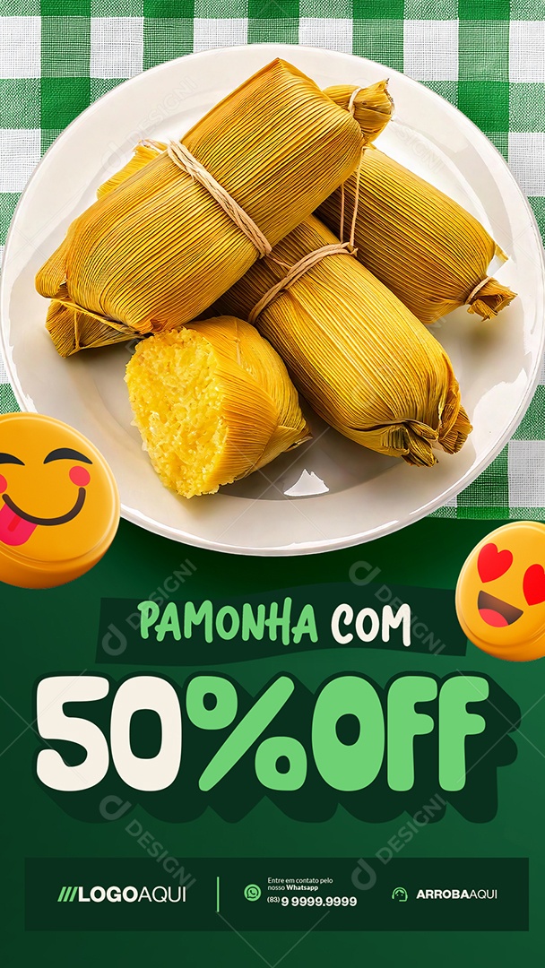 Story Pamonharia Pamonha com 50% Off Social Media PSD Editável