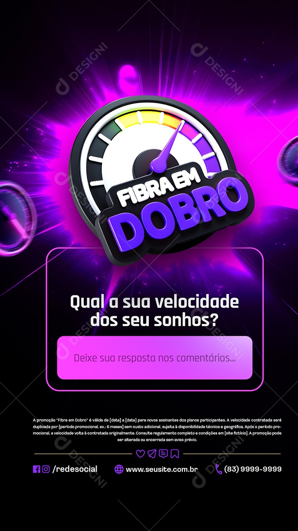 Story Fibra em Dobro Provedor de Internet Deixe sua Reposta nos Comentários Social Media PSD Editável