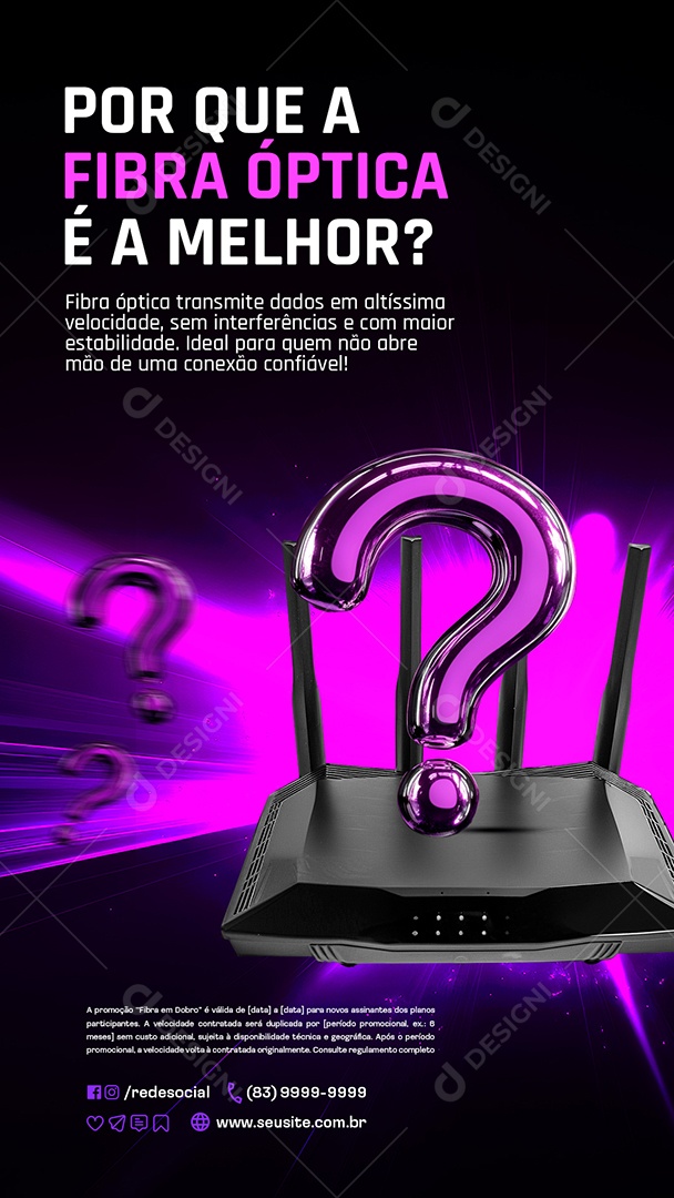 Story Fibra em Dobro Provedor de Internet Por Que a Fibra Óptica Social Media PSD Editável