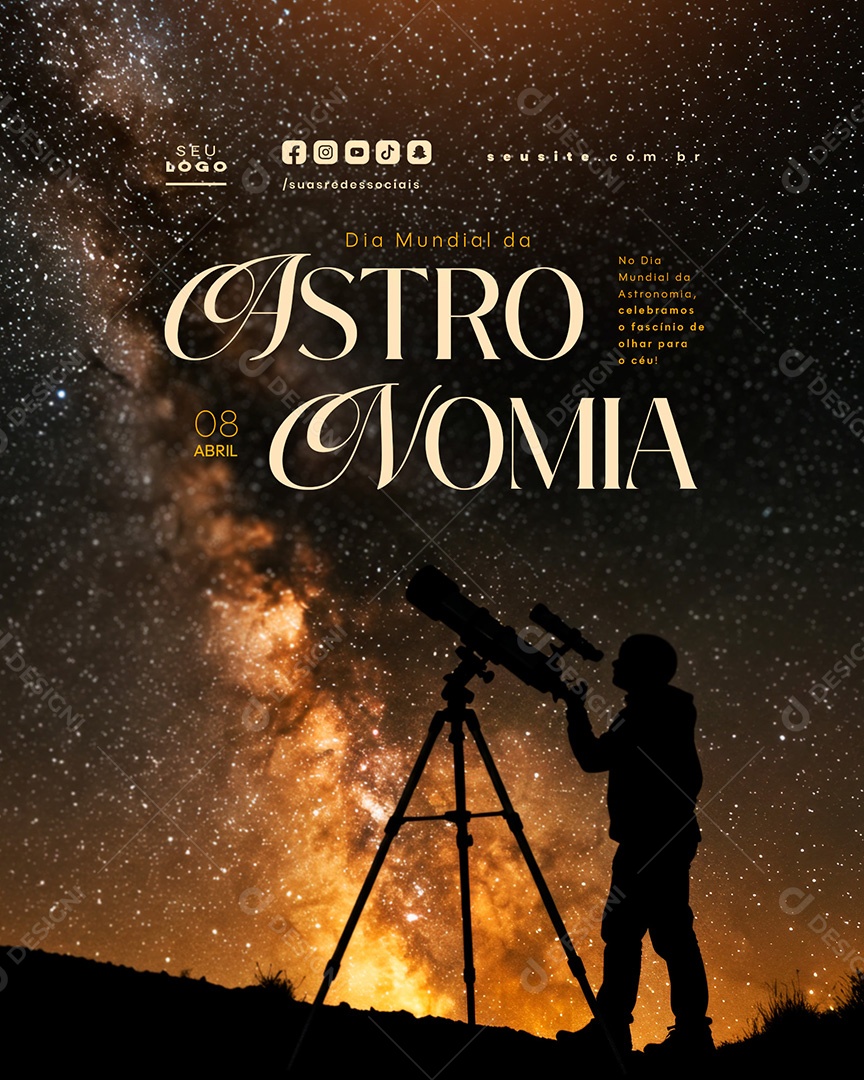 Dia da Astronomia 08 de Abril Social Media PSD Editável