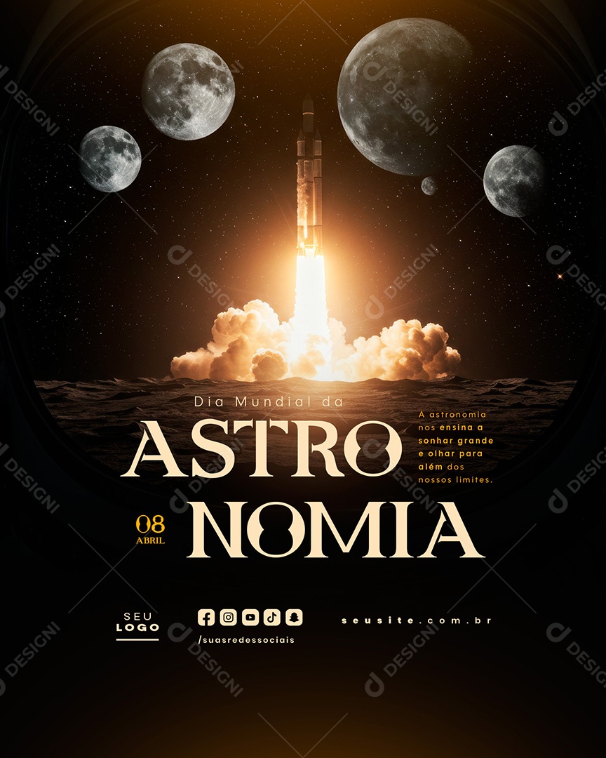 Dia da Astronomia 08 de Abril Social Media PSD Editável