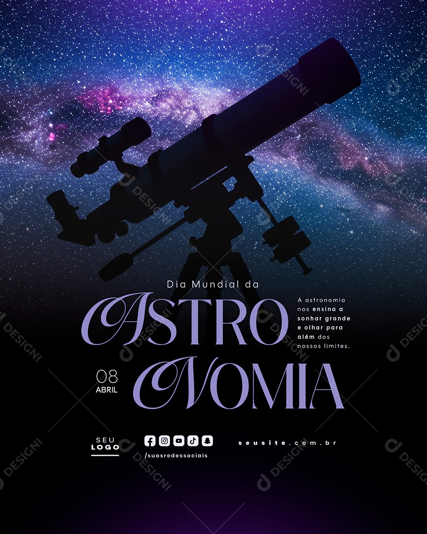 Dia da Astronomia 08 de Abril Social Media PSD Editável