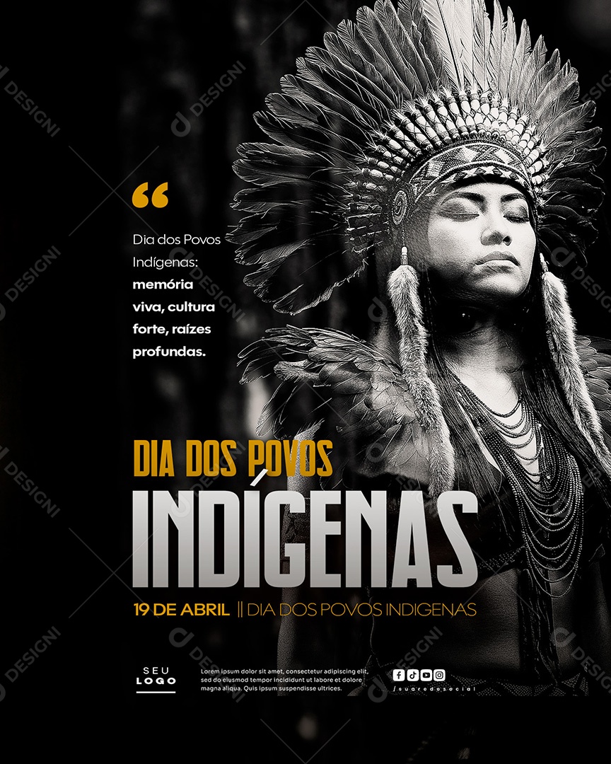 Dia dos Povos Indígenas Índios 19 de Abril Social Media PSD Editável