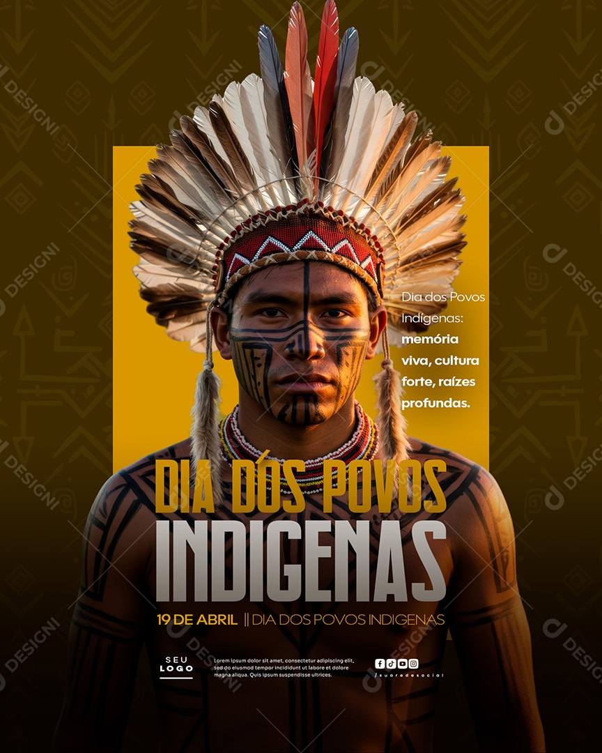 Dia dos Povos Indígenas Índios 19 de Abril Social Media PSD Editável