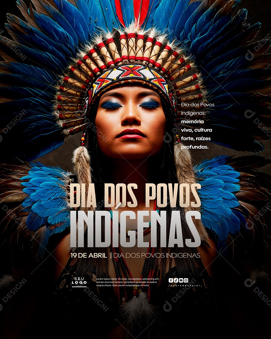 Dia dos Povos Indígenas Índios 19 de Abril Social Media PSD Editável