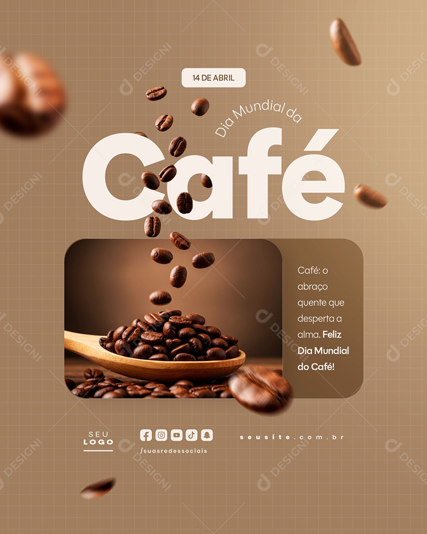 Dia Mundial do Café 14 de Abril Social Media PSD Editável