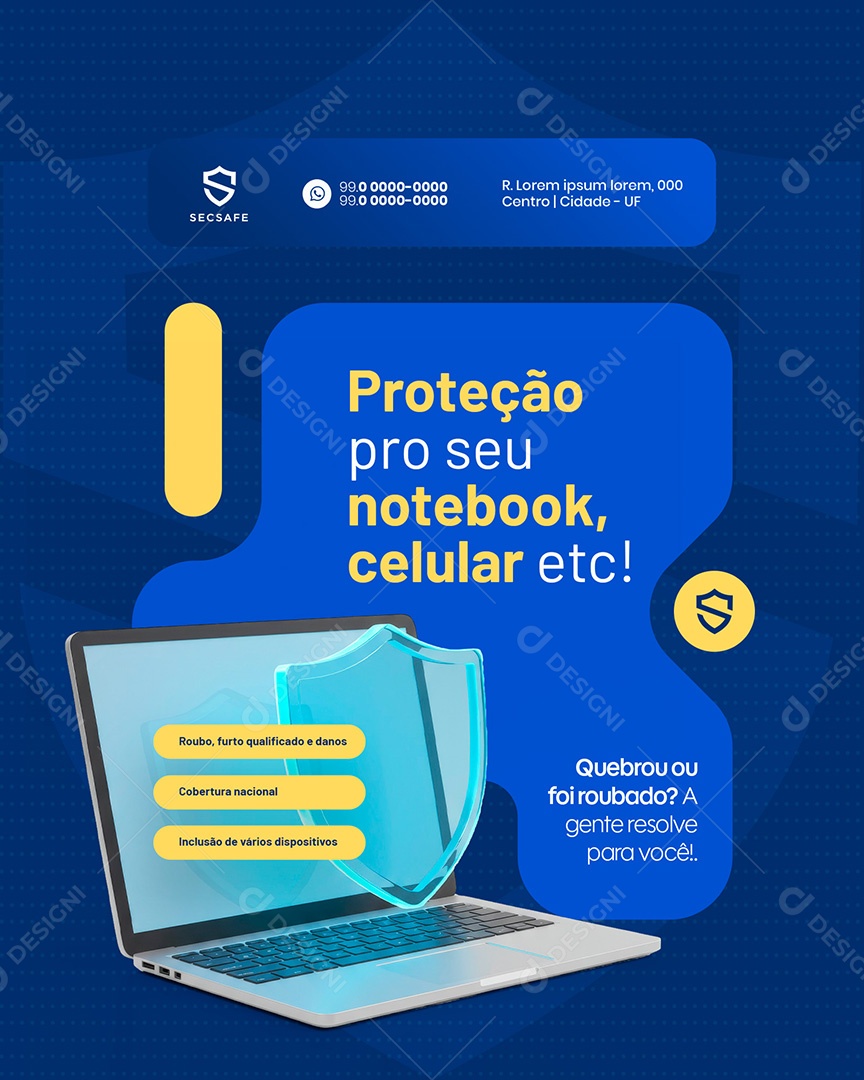Feed Seguro Eletrônicos Para seu Notebook Celular Social Media PSD Editável