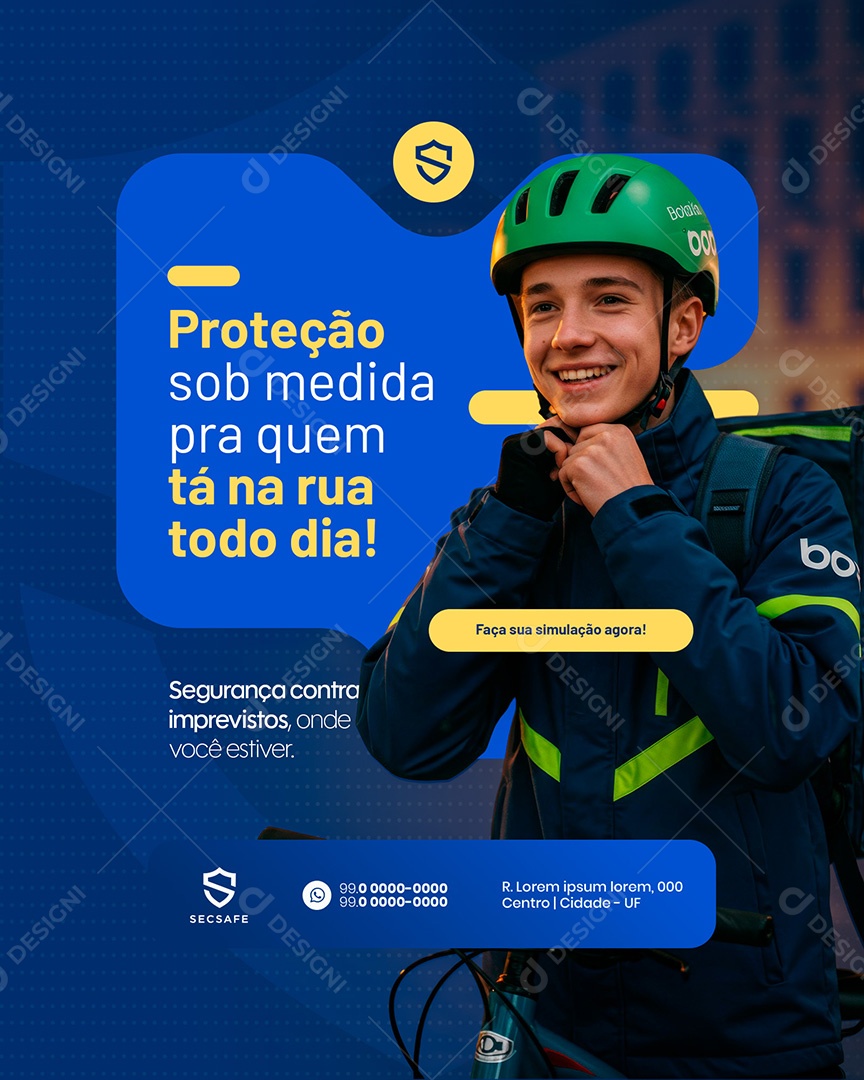 Feed Seguro para Deliverys Proteção na Medida para Quem Ta na Rua Social Media PSD Editável