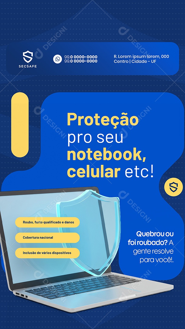 Story Seguro Eletrônicos Para seu Notebook Celular Social Media PSD Editável