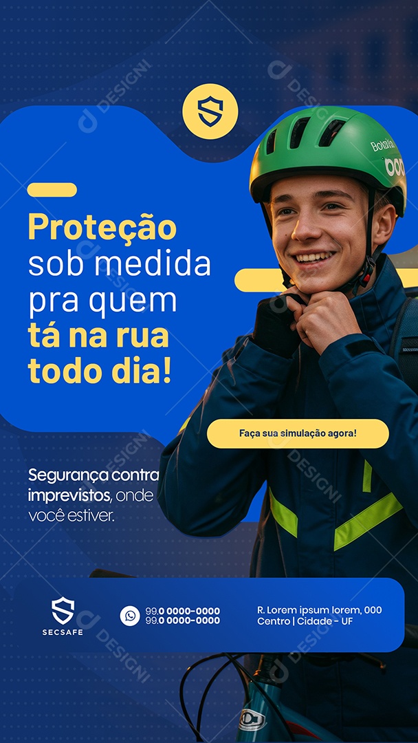 Story Seguro para Deliverys Proteção na Medida para Quem Ta na Rua Social Media PSD Editável