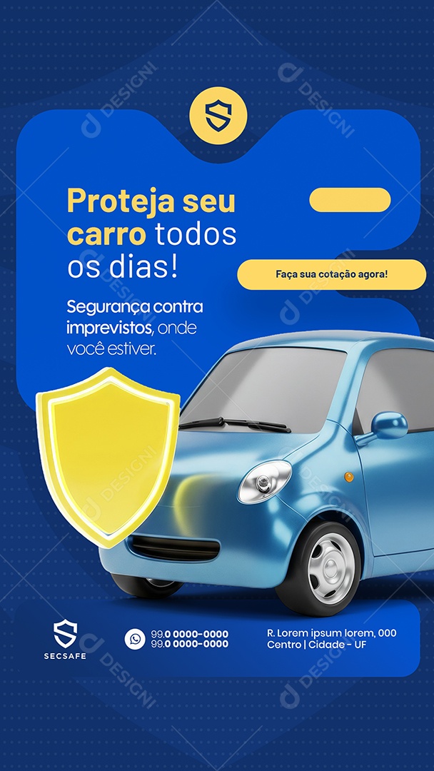Story Seguro Proteja seu Veículo Todos os Dias Social Media PSD Editável