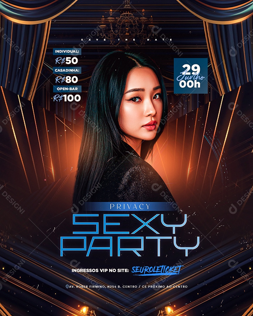 Flyer Privacy Sexy Party Social Media PSD Editável