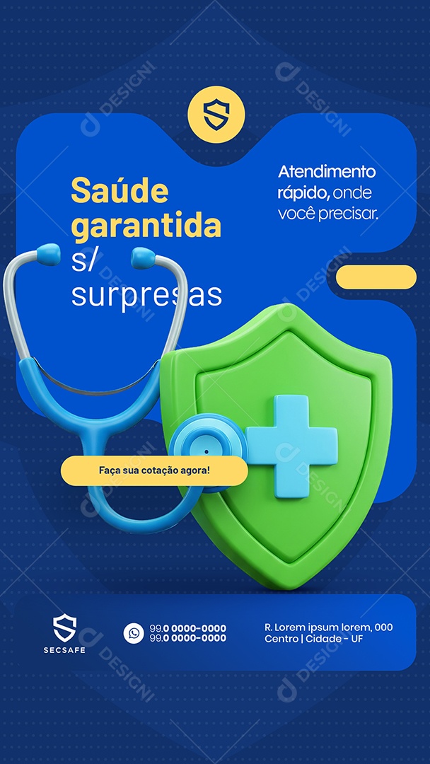 Story Seguro Saúde Garantia sem Surpresas Social Media PSD Editável