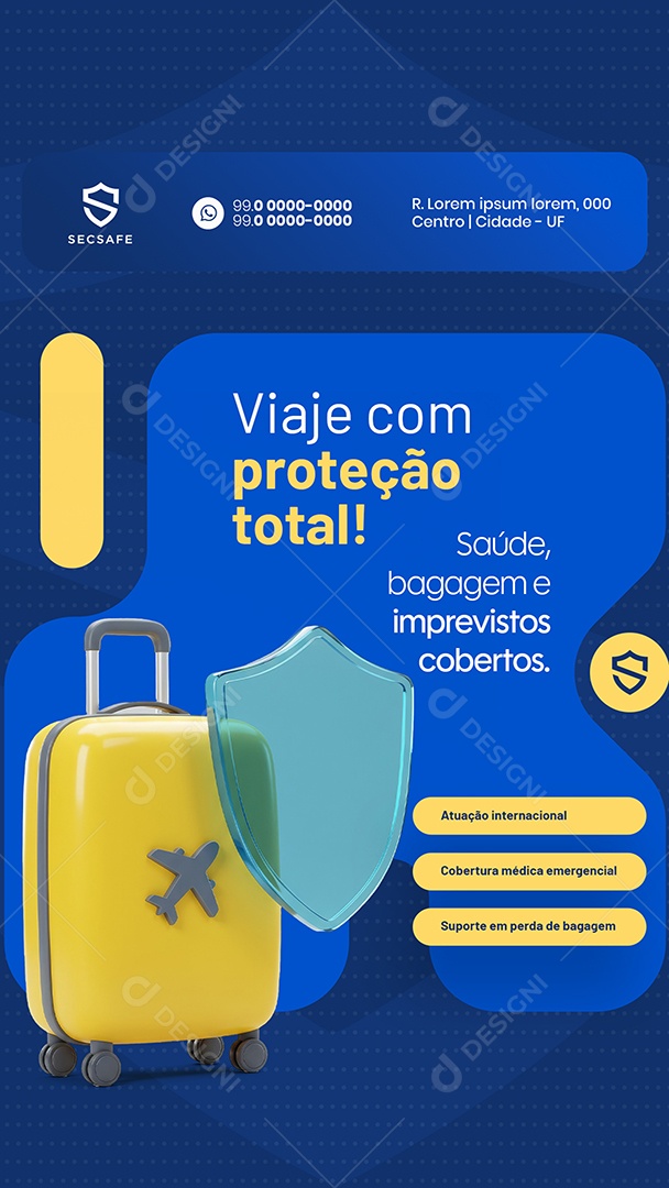 Story Seguro Viagem com Proteção Total Social Media PSD Editável