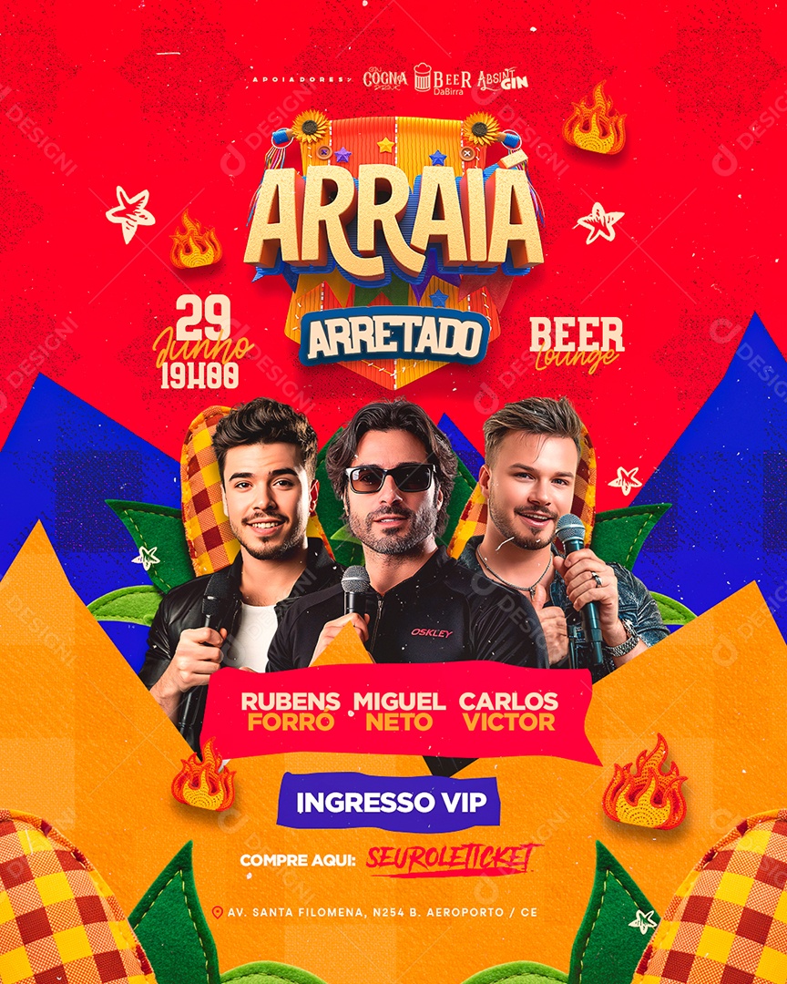Flyer Arraiá Arretado Social Media PSD Editável