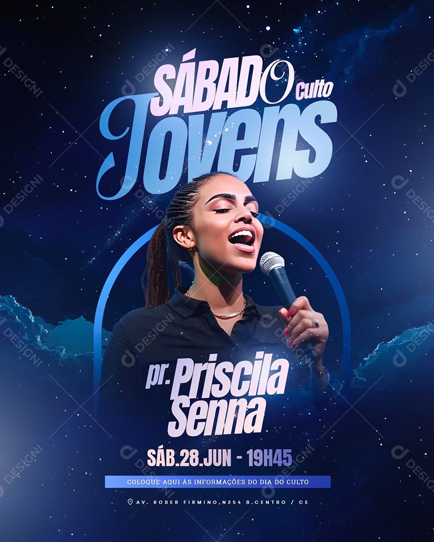 Gospel Sábado Culto Jovens Social Media PSD Editável