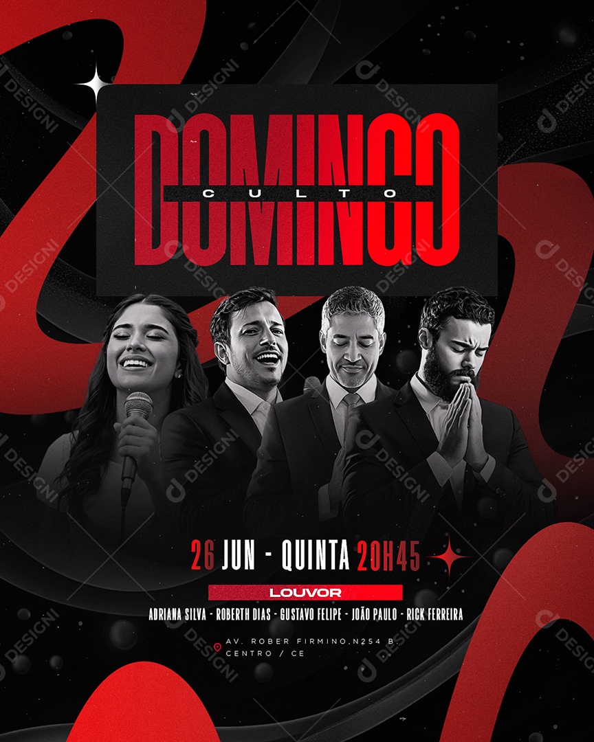 Culto Domingo Social Media PSD Editável