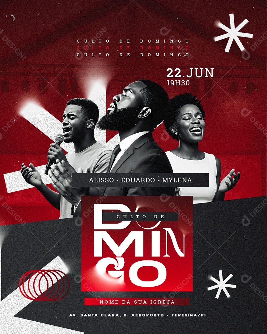 Gospel Culto De Domingo Social Media PSD Editável