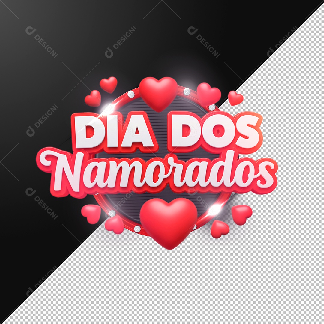 Dia dos Namorados Selo 3D Para Composição PSD