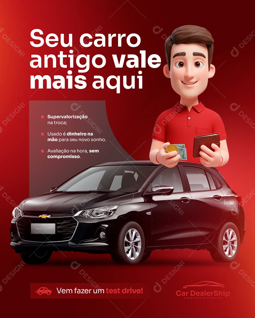 Concessionária Seu Carro Antigo Vale Mas Aqui Social Media PSD Editável