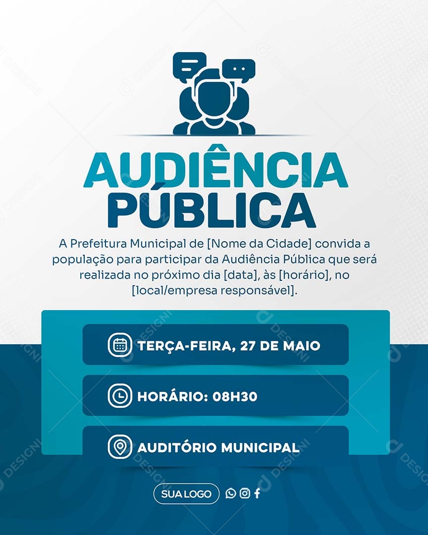 Convite Audiência Pública Social Media PSD Editável