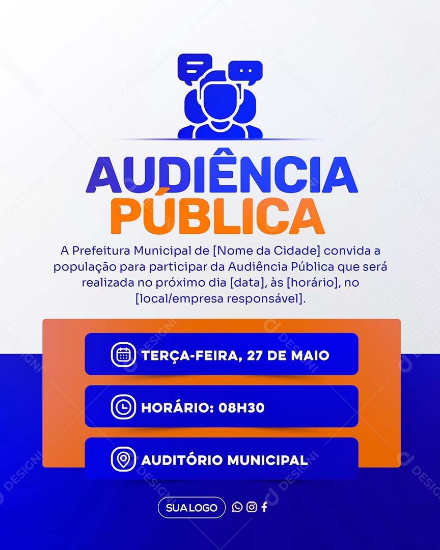 Convite Audiência Pública Social Media PSD Editável