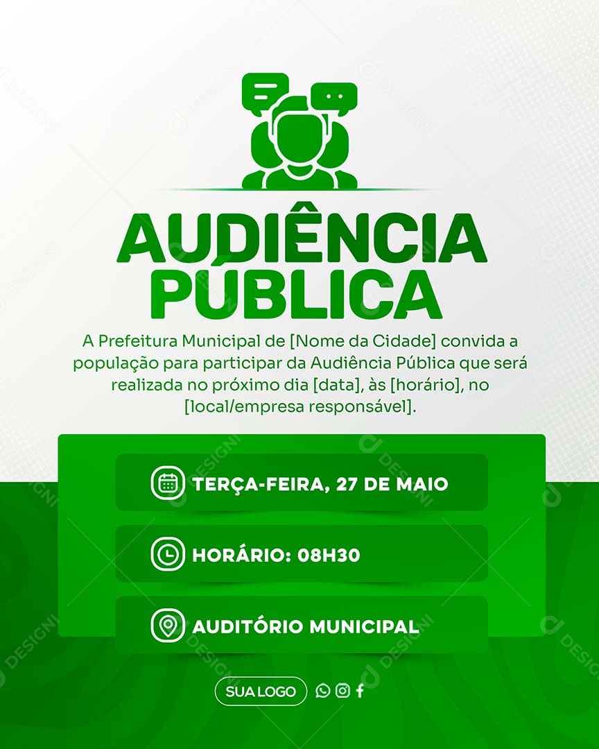 Convite Audiência Pública Social Media PSD Editável
