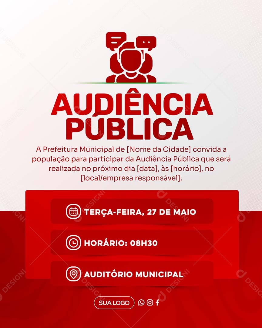 Convite Audiência Pública Social Media PSD Editável