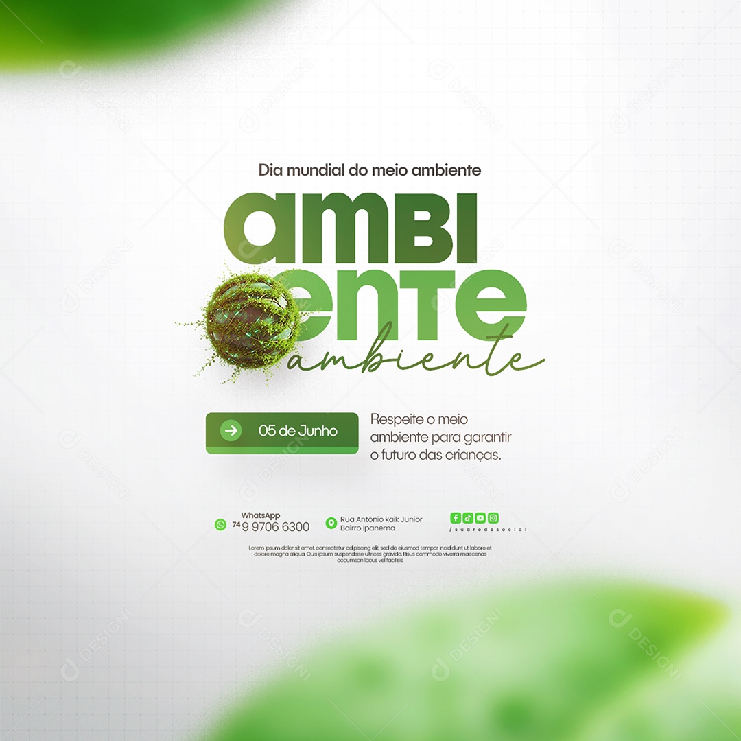 Dia Mundial do Meio Ambiente 05 de Junho Social Media PSD Editável