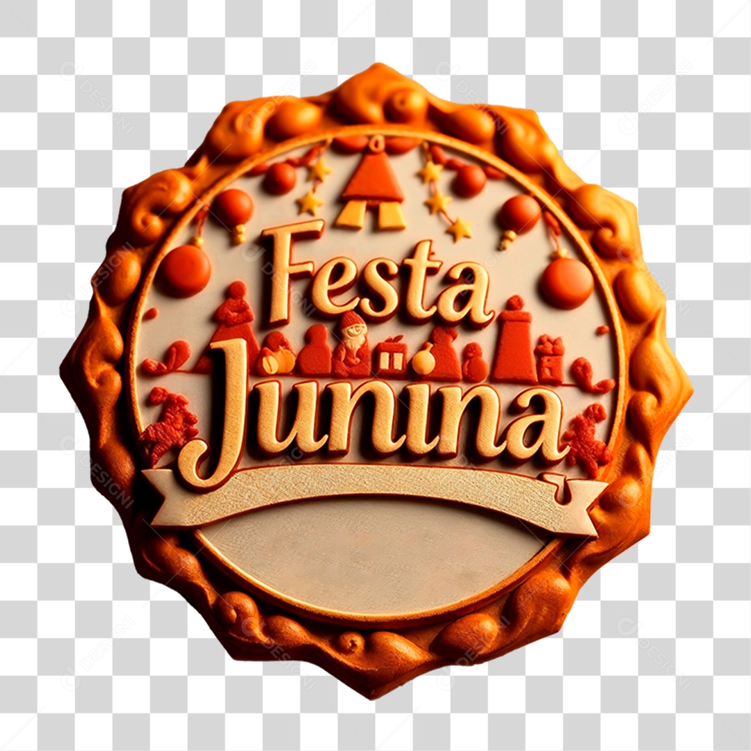 Selo 3D Festa Junina Para Composição PNG Transparente