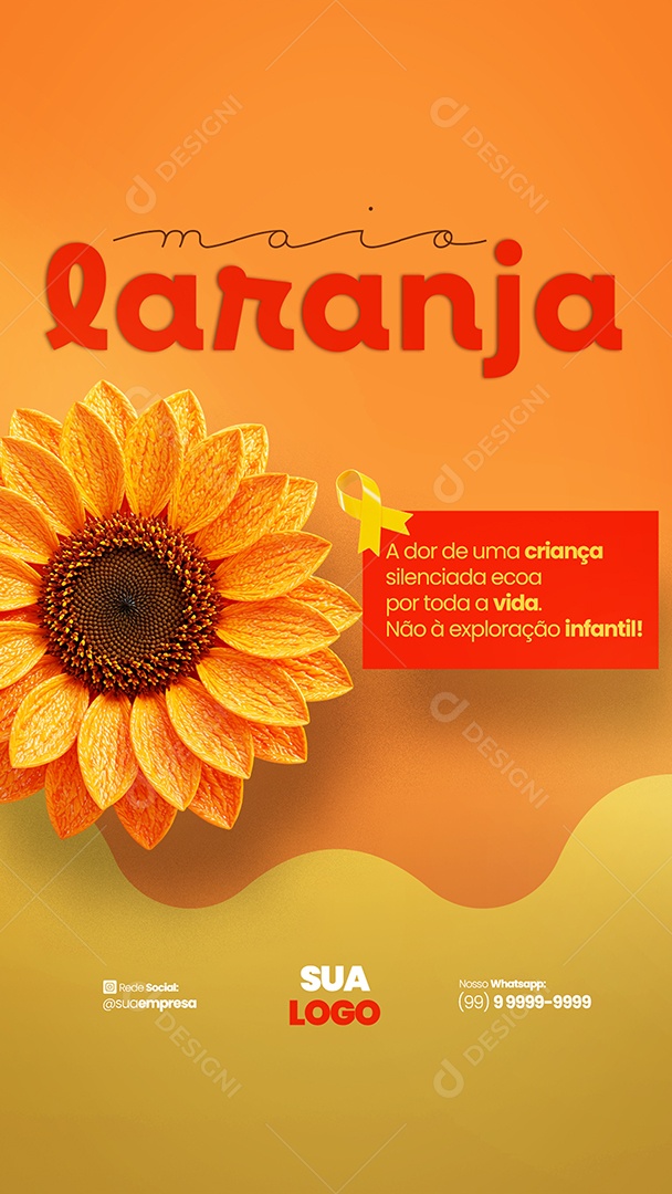 Story Maio Laranja 18 de Maio Dia Nacional de Combate ao Abuso e à exploração Sexual Infantil Social Media PSD Editável