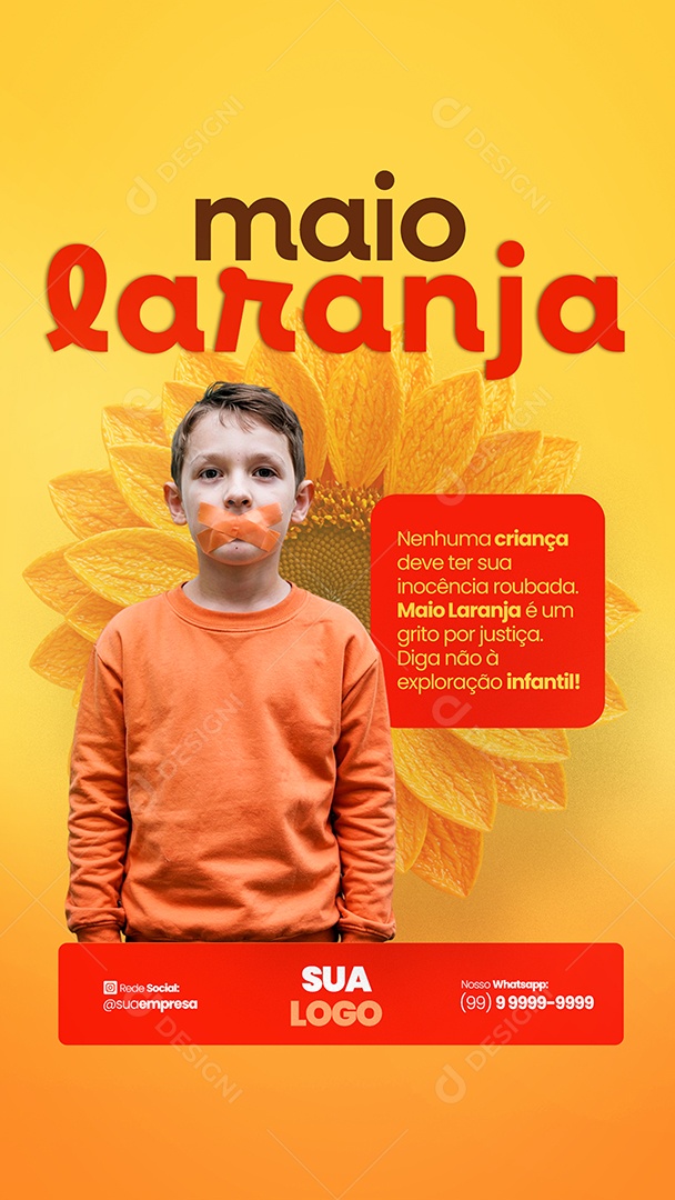 Story Maio Laranja 18 de Maio Dia Nacional de Combate ao Abuso e à exploração Sexual Infantil Social Media PSD Editável