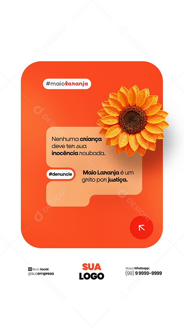 Story Maio Laranja 18 de Maio Dia Nacional de Combate ao Abuso e à exploração Sexual Infantil Social Media PSD Editável