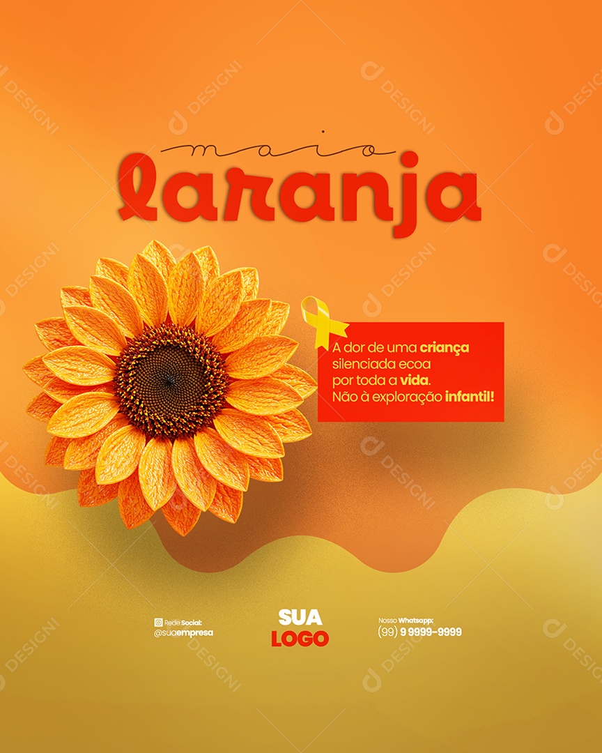 Maio Laranja 18 de Maio Dia Nacional de Combate ao Abuso e à exploração Sexual Infantil Social Media PSD Editável