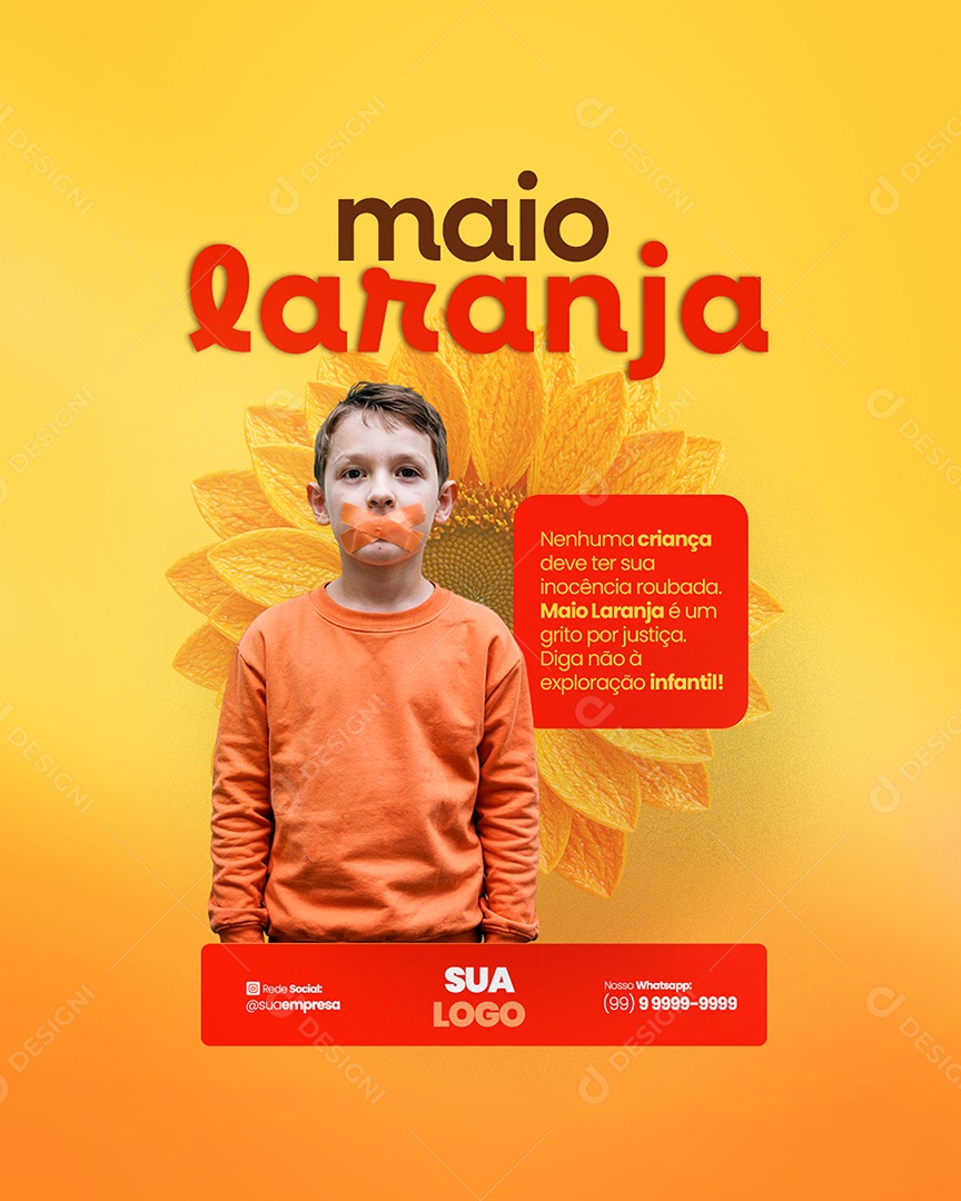 Maio Laranja 18 de Maio Dia Nacional de Combate ao Abuso e à exploração Sexual Infantil Social Media PSD Editável