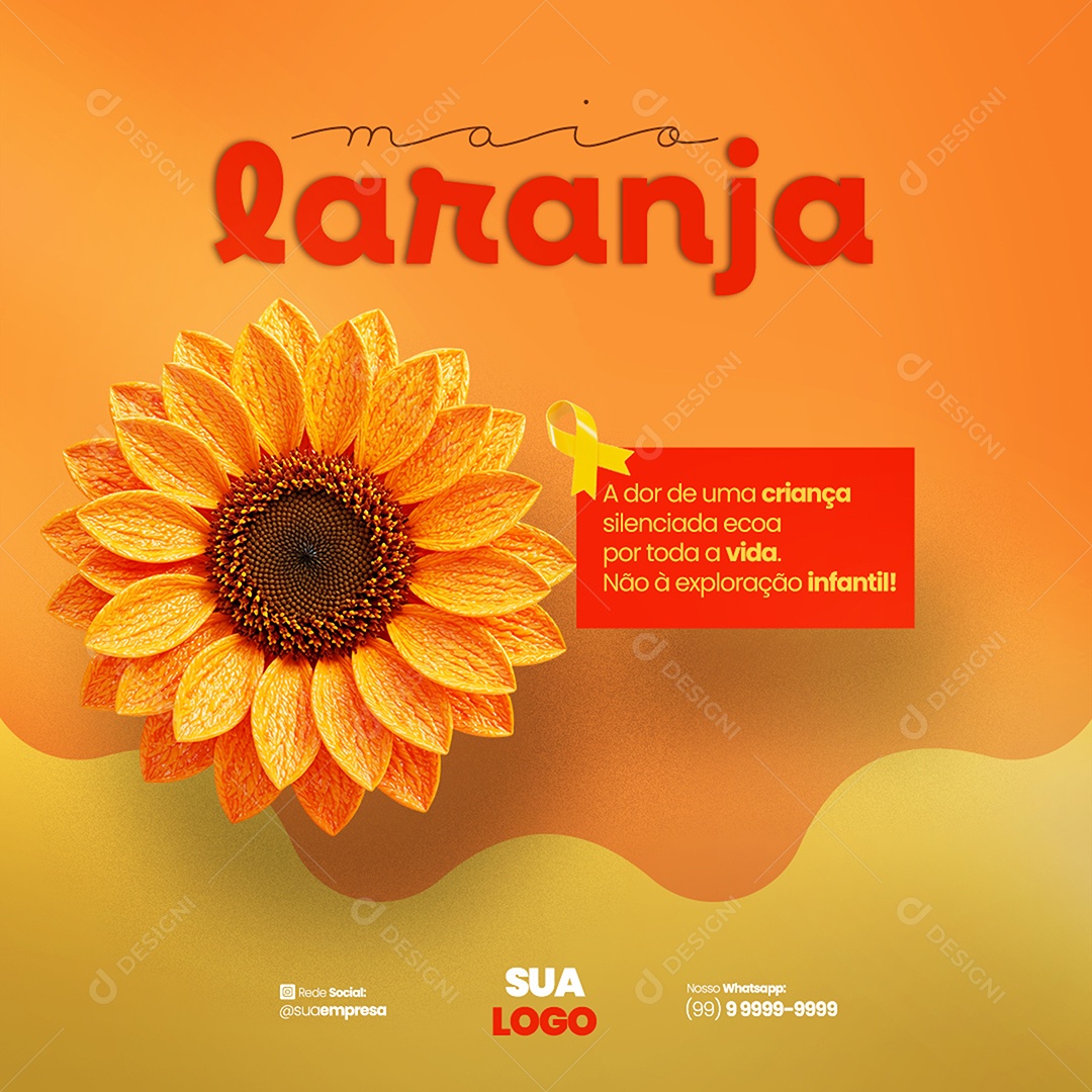 Maio Laranja 18 de Maio Dia Nacional de Combate ao Abuso e à exploração Sexual Infantil Social Media PSD Editável