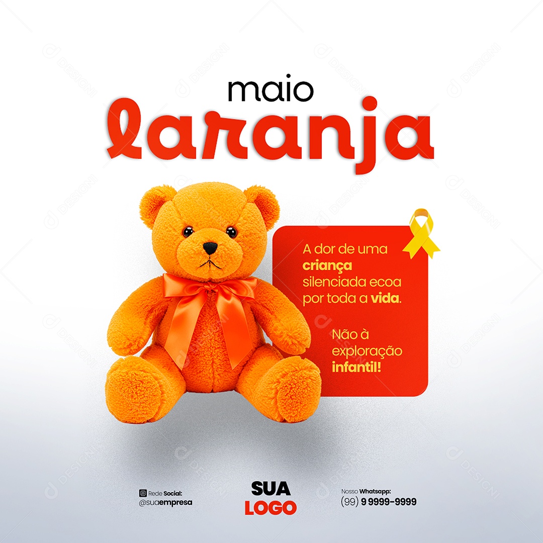 Maio Laranja 18 de Maio Dia Nacional de Combate ao Abuso e à exploração Sexual Infantil Social Media PSD Editável