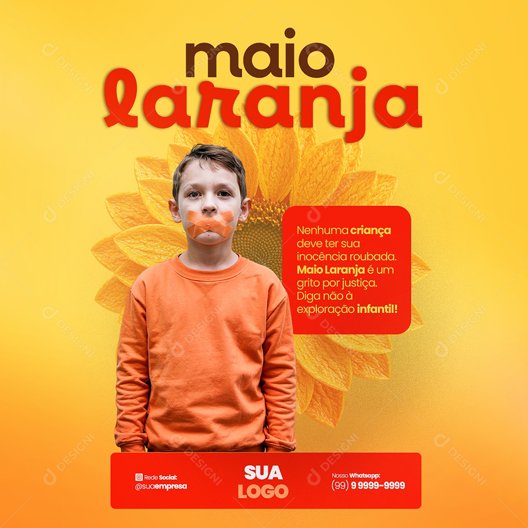 Maio Laranja 18 de Maio Dia Nacional de Combate ao Abuso e à exploração Sexual Infantil Social Media PSD Editável
