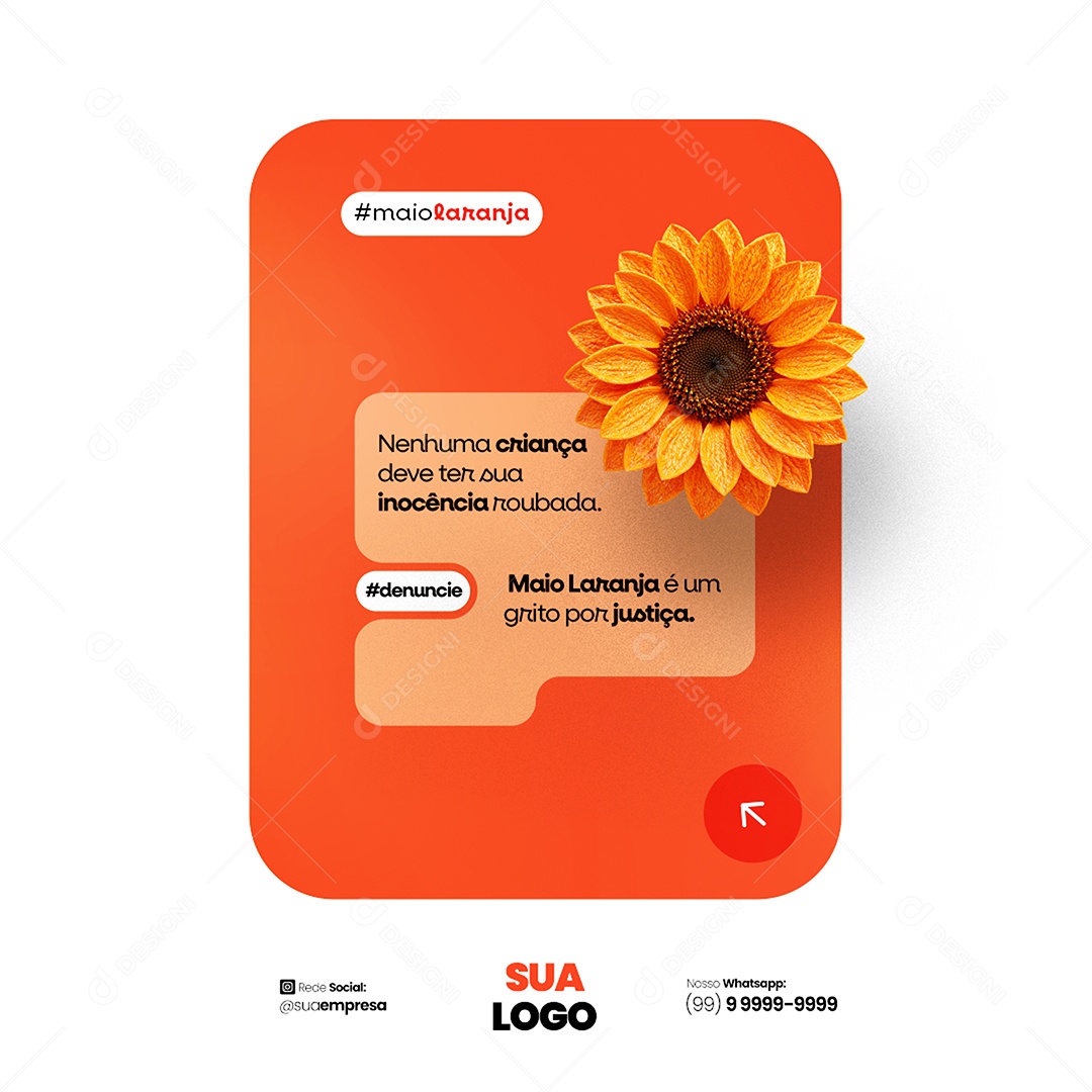 Maio Laranja 18 de Maio Dia Nacional de Combate ao Abuso e à exploração Sexual Infantil Social Media PSD Editável