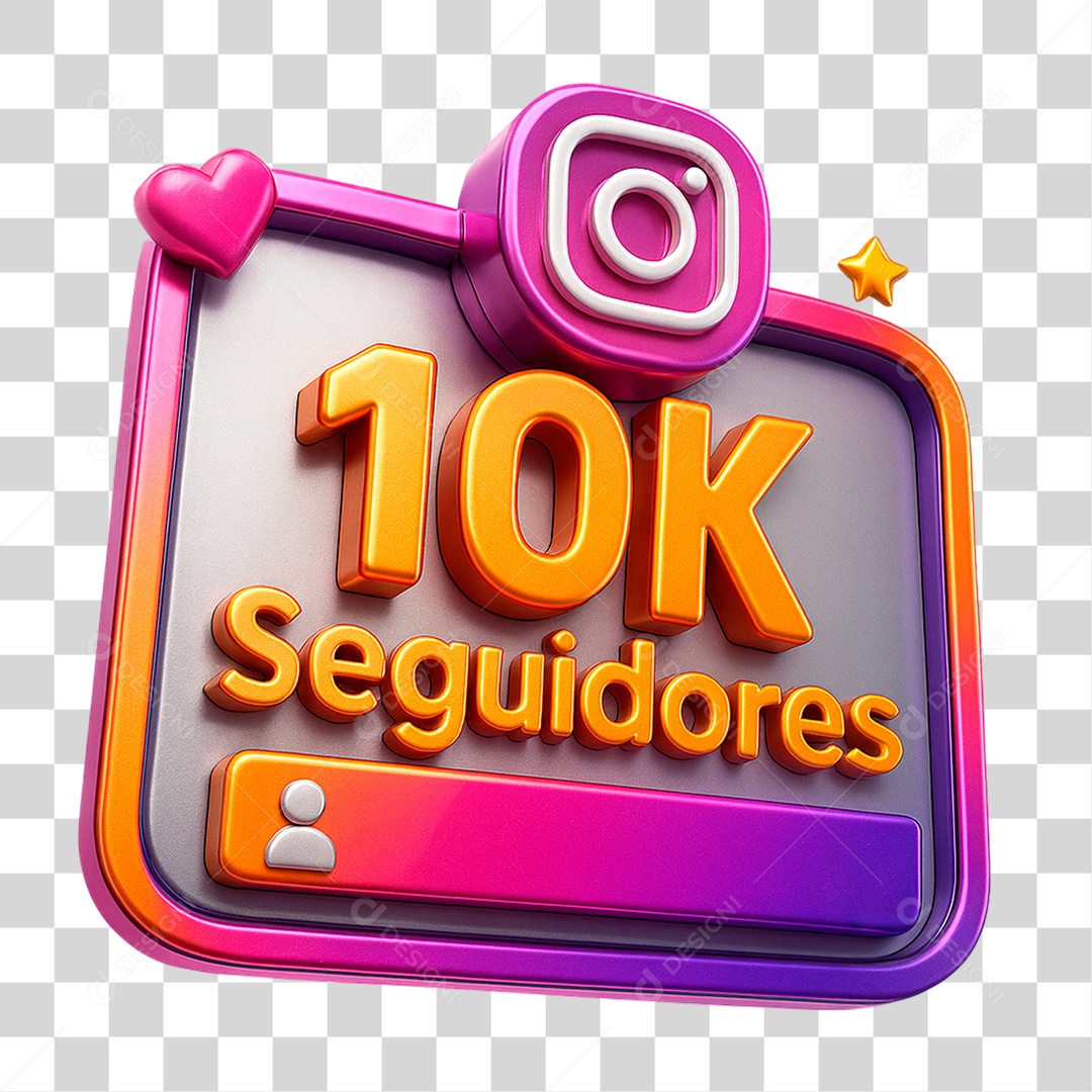 Selo 3D 10k de Seguidores PNG Transparente