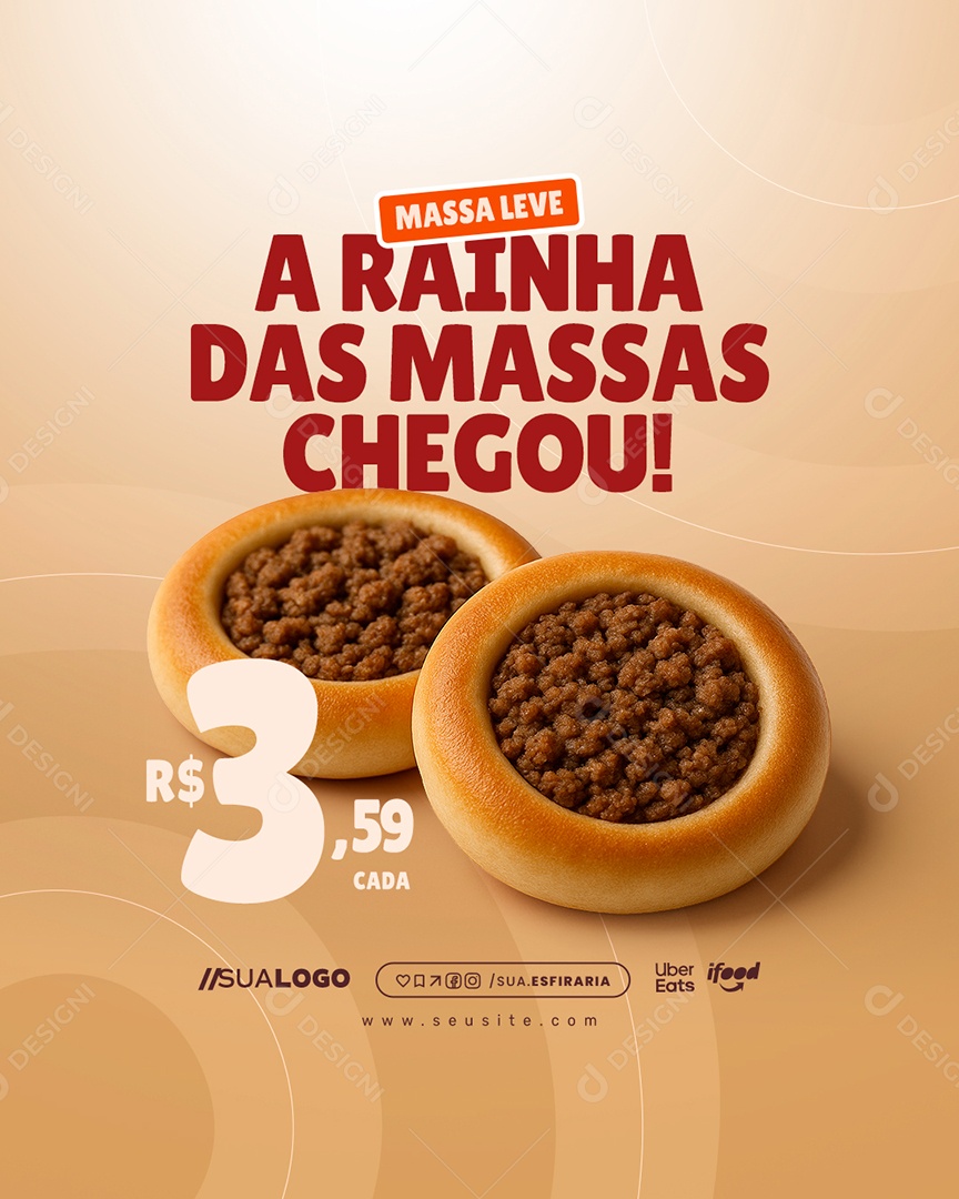 Esfiharia Massa Leve a Rainha das Massas Chegou Social Media PSD Editável