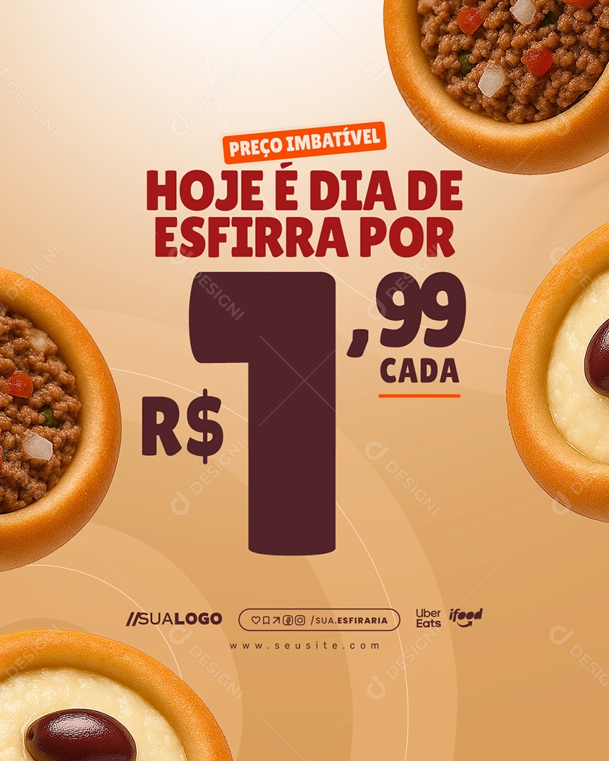 Esfiharia Preço Imbatível Hoje é Dia de Esfirra Social Media PSD Editável