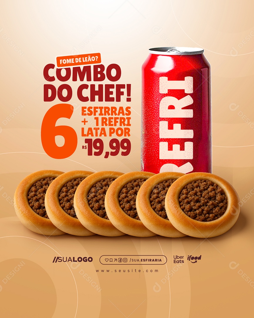 Esfiharia Fome de Leão Combo do Chef Social Media PSD Editável