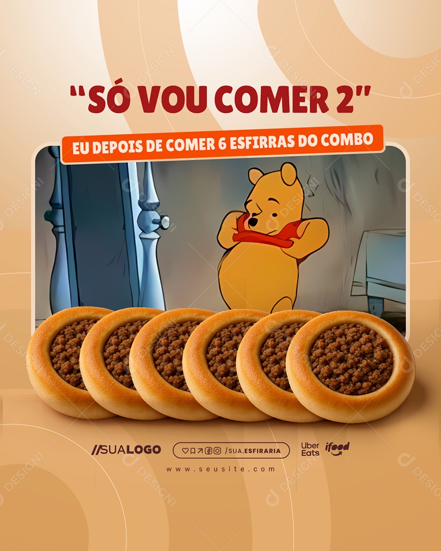 Esfiharia Só Vou Comer Dois Social Media PSD Editável
