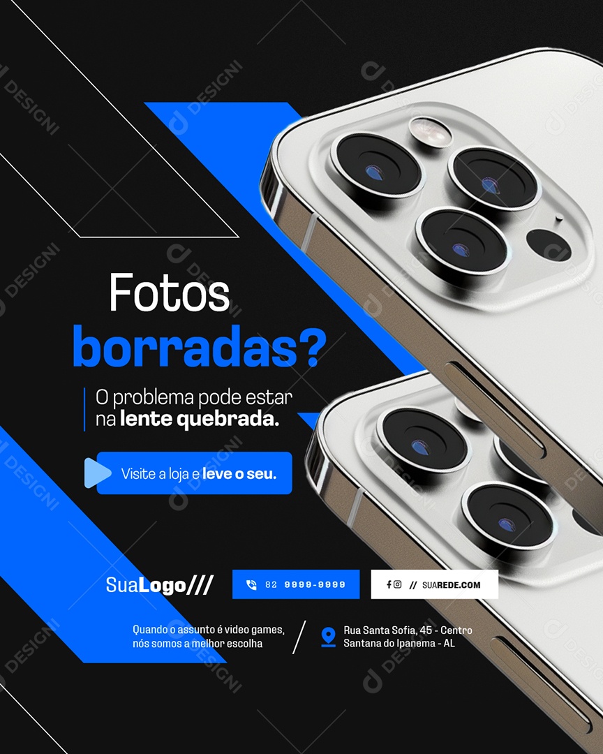 Assistência Técnica de Celulares Fotos Borradas Social Media PSD Editável