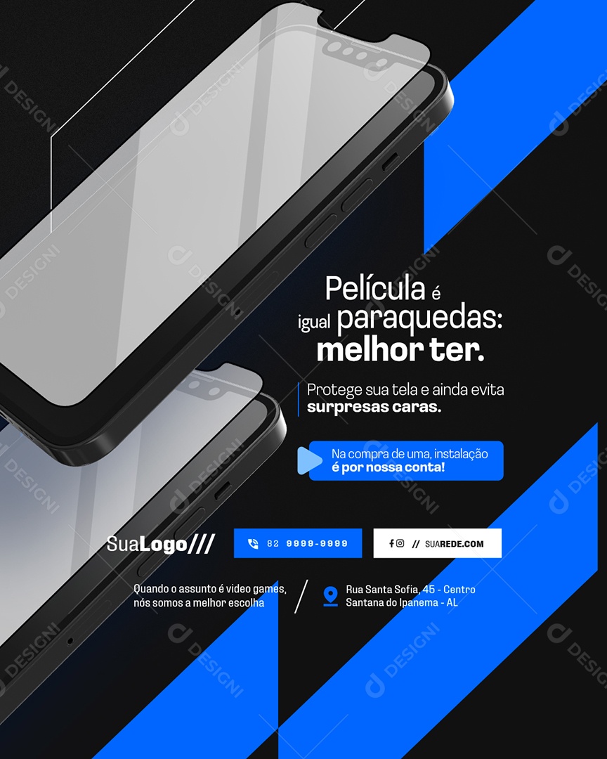 Assistência Técnica de Celulares Película Social Media PSD Editável