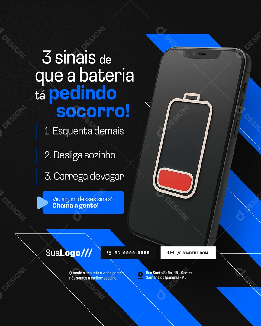 Assistência Técnica de Celulares Três Sinais Social Media PSD Editável