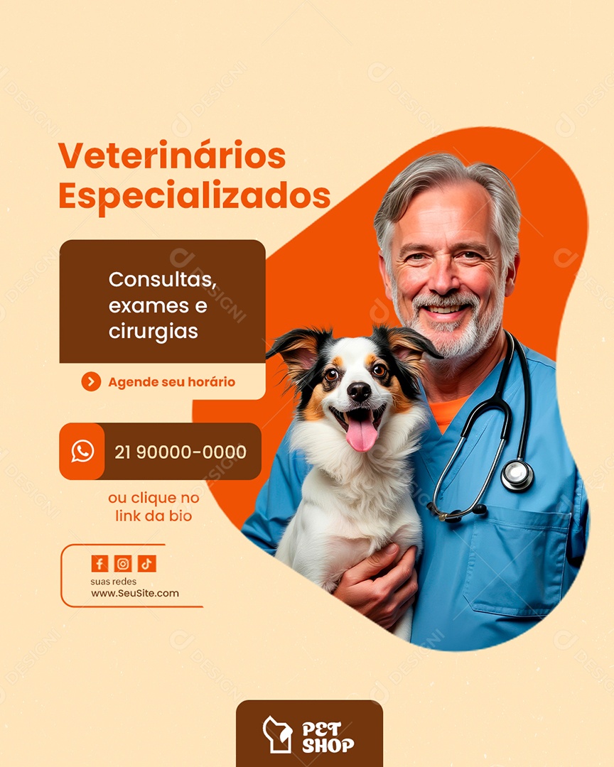 Petshop Veterinários Especializados Social Media PSD Editável