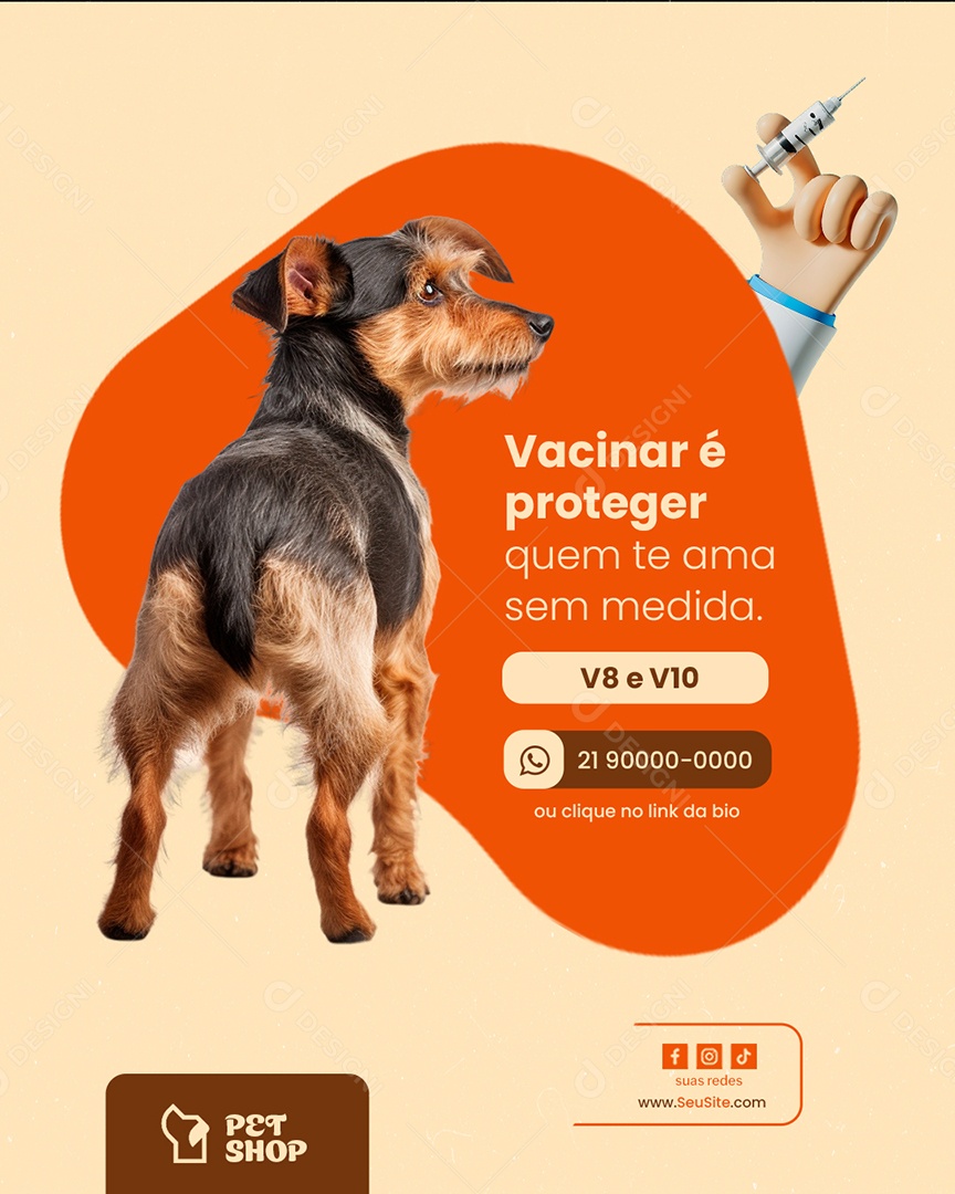 Petshop Vacinar é Proteger Social Media PSD Editável