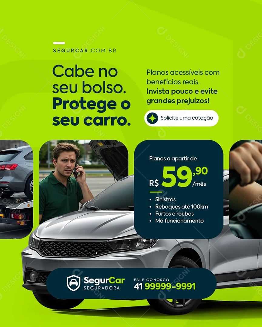 Seguro Cabe no Seu Bolso Social Media PSD Editável